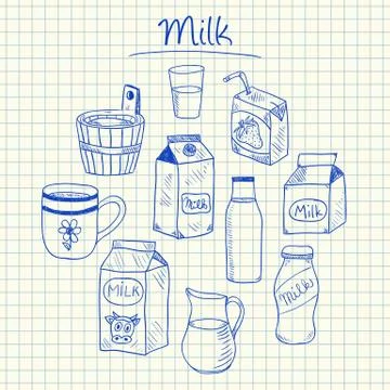 Milk doodles - squared paper Stock Illustration