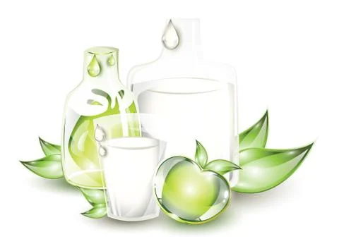 Milk drink with apple Stock Illustration