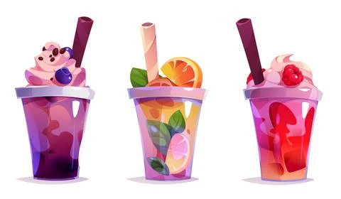 Milk drink, bubble tea and ice coffee Stock Illustration