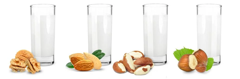 Milk drinks with nuts Stock Photos