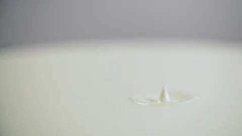 Milk drop drips to liquid white surface full hd slow-motion close-up video Dairy Vidéo 83103051