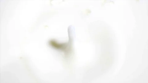 Milk drop into glass, close up Stock Footage 90700473