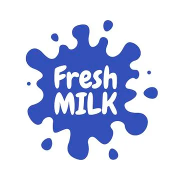 Milk emblems and dairy labels with splashes and blots. Vector milk stains and イラスト素材