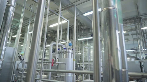 Milk Factory Overview Of Processing Machinery Workshop Production Line Vídeo Stock 221297280
