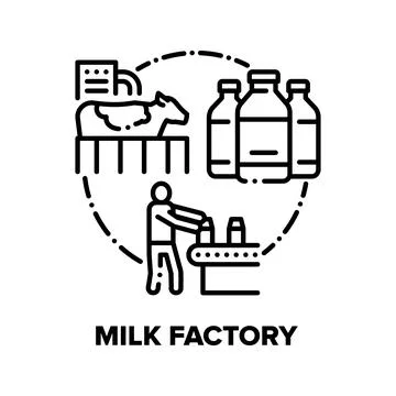Milk Factory Vector Concept Black Illustrations Stock Illustration