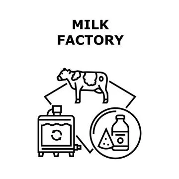 Milk Factory Vector Concept Black Illustration Stock Illustration