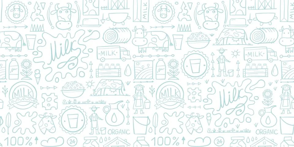 Milk farm, Seamless Pattern Background for your design 스톡 일러스트