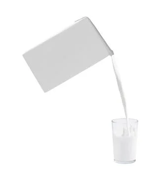Milk flowing into glass 스톡 사진