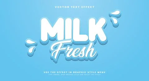 Milk fresh 3d editable text effect Template Stock Illustration