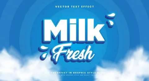 Milk fresh 3d editable text effect Template Stock Illustration