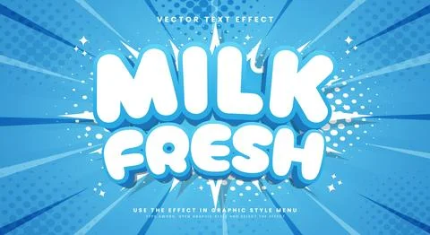 Milk fresh 3d editable text effect Illustrazione stock