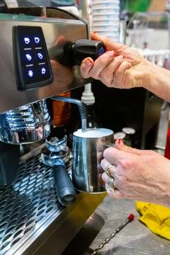 Milk Frothing Stock Photos