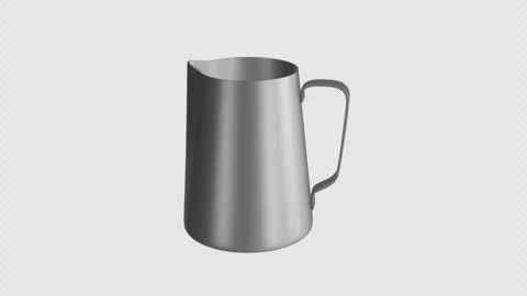 Milk Frothing Pitcher Rotating on a Transparent Background. Seamless Loop. 4K Stock Footage 310048236