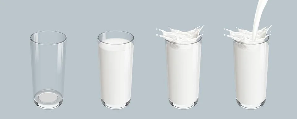 Milk glass pouring sequence vector Stock Illustration