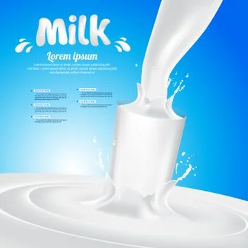 Milk Glass Splash Vector Background Illustration Stock Illustration