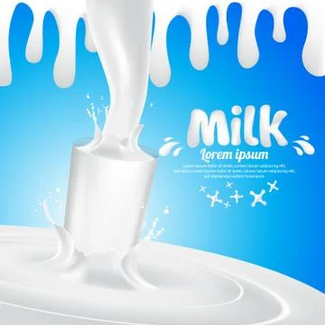 Milk Glass Splash Vector Background Illustration Stock Illustration