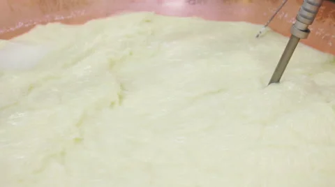 Milk heating in a cheese factory Stock Footage 60980009