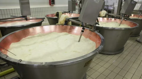 Milk heating in a cheese factory Stock Footage 60980062