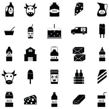 Milk icon set Stock Illustration