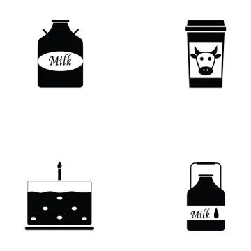 Milk icon set Stock Illustration