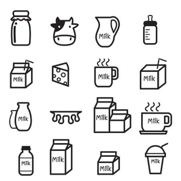 Milk icon set Stock Illustration