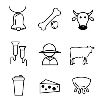Milk icon set outline vector AD261 Stockillustratie