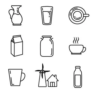 Milk icon set vector AD260 库存插图