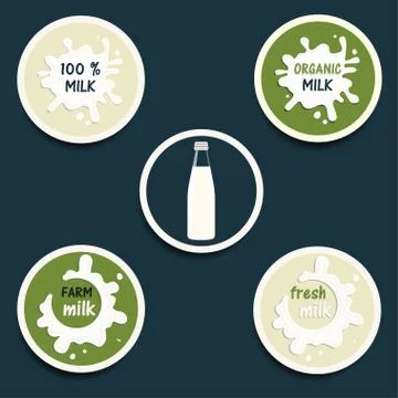 Milk icon set vector Stock Illustration