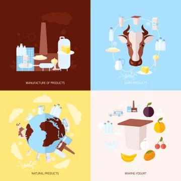 Milk icons set flat Illustrazione stock