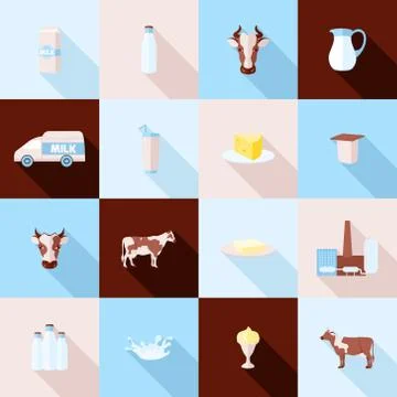 Milk icons set Illustrazione stock