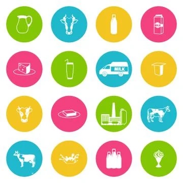 Milk icons set Illustrazione stock