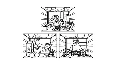 Milk inside fridge people vector Stock Illustration
