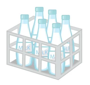 Milk in iron box icon flat style. Isolated on white background. Vector illu.. Illustrazione stock