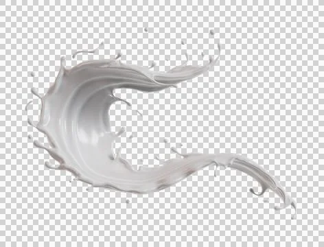 Milk isolated splashes wave. 3D render illustration Stock Illustration