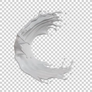 Milk isolated splashes wave. 3D render illustration Stock Illustration
