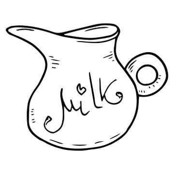 Milk jug icon. Vector illustration of a ceramic milk jug. Hand drawn classic  Stock Illustration
