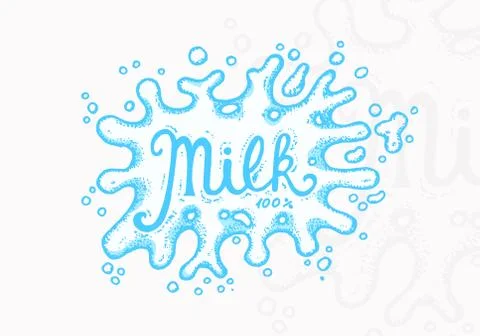 Milk label. Blot or drop. Vintage logo for shop. Badge for t-shirts. Hand Drawn Stock Illustration