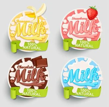 Milk labels splash. Stock-Illustration