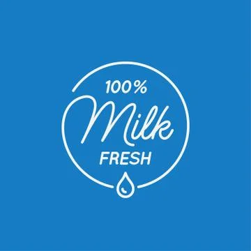 Milk lettering logo. Round linear logo of milk Illustrazione stock