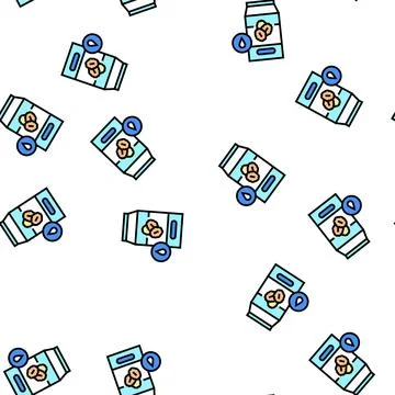 Milk oat package vector seamless pattern 스톡 일러스트