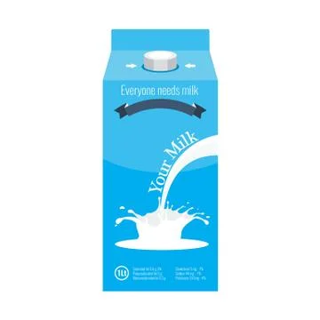 Milk package box mock up with ready milk splash design. Illustrated vector. Stock Illustration