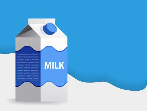 Milk package with screw cap. Splash of milk, Stock Illustration