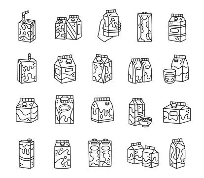 Milk packaging set featuring carton 스톡 일러스트