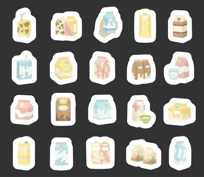Milk packaging set featuring carton 스톡 일러스트