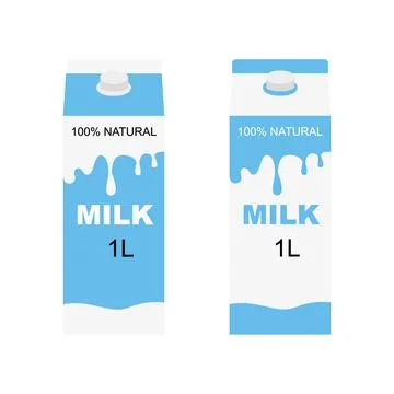 Milk packet isolated on white background. Vector illustration of carton pack. Illustrazione stock