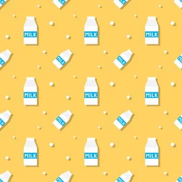 Milk Paper Box Seamless Pattern Stock Illustration