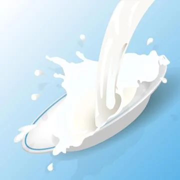 Milk in plate Stock Illustration