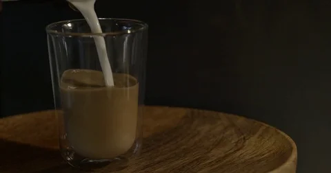 Milk Pour Creating On Capuccino Stock Footage 85196304