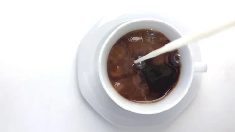 Milk pouring into Coffee (Slowmo) Stock-Footage 81808138