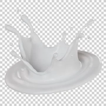 Milk pouring down and making splashes. 3D render illustration Stock Illustration